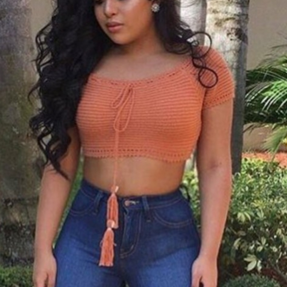 Rust colored crochet top
